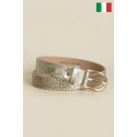 Ceinture femme en cuir de vachette impression Croco 30 mm de large Fabriqué en Italie