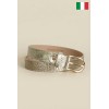 Ceinture femme en cuir de vachette impression Croco 30 mm de large Fabriqué en Italie - 1