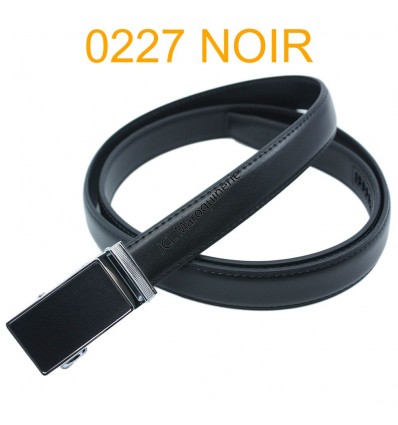 Ceinture femme automatique boucle crémaillère sans trous en croute de cuir de vachette 227 noir