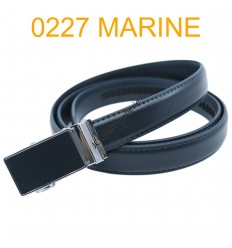 Ceinture femme automatique boucle crémaillère sans trous en croute de cuir de vachette 227 marine