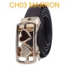 Ceinture femme automatique boucle crémaillère sans trous en croute de cuir de vachette CH03 marron