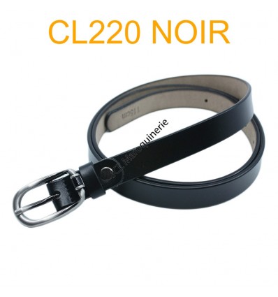 Ceinture femme fine en croute de cuir de vachette 750200 noir