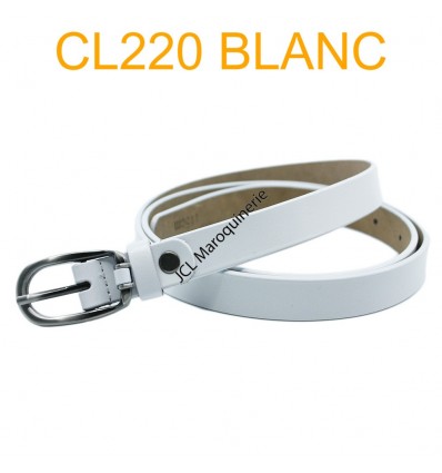 Ceinture femme fine en croute de cuir de vachette 750200 blanc