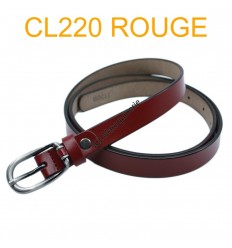 Ceinture femme fine en croute de cuir de vachette 750200 rouge