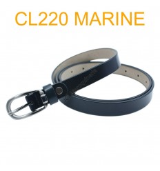 Ceinture femme fine en croute de cuir de vachette 750200 marine