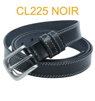 Ceinture femme en croute de cuir de vachette 750825 noir