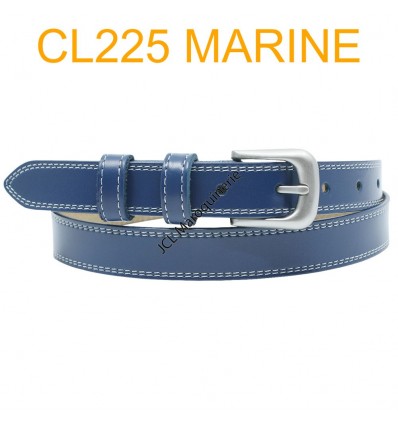 Ceinture femme en croute de cuir de vachette 750825 Marine