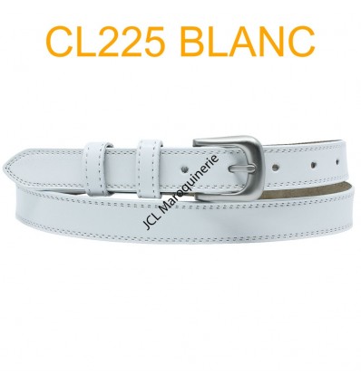 Ceinture femme en croute de cuir de vachette 750825 Blanc