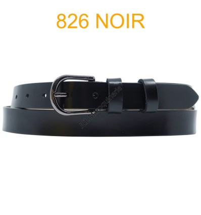 Ceinture femme en croute de cuir de vachette 826 Noir