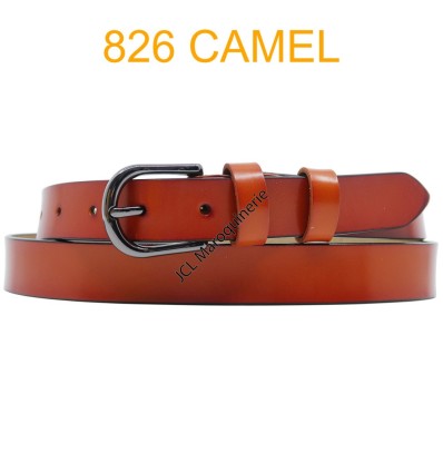 Ceinture femme en croute de cuir de vachette 826 Camel