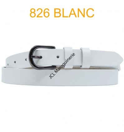 Ceinture femme en croute de cuir de vachette 826 Blanc