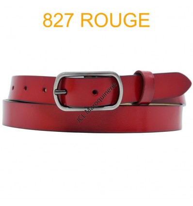 Ceinture femme en croute de cuir de vachette 827 Rouge