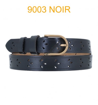 Ceinture femme en croute de cuir de vachette 9003 Noir