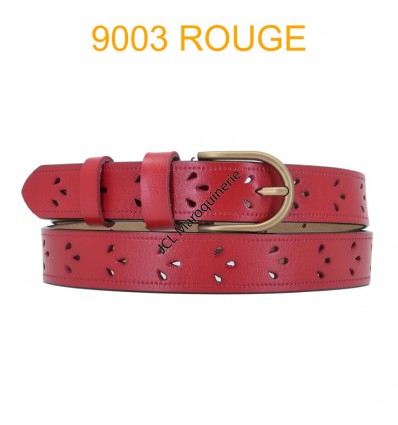 Ceinture femme en croute de cuir de vachette 9003 Rouge