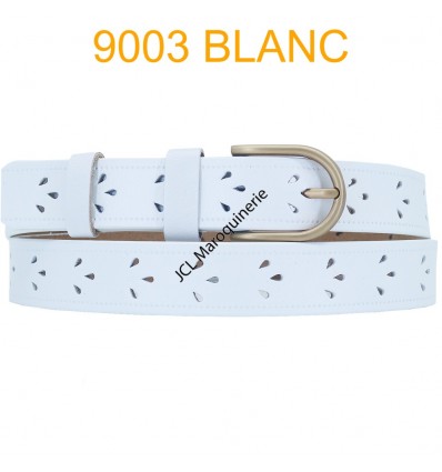 Ceinture femme en croute de cuir de vachette 9003 Blanc