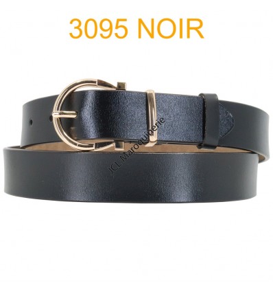 Ceinture femme large en croute de cuir de vachette 3095 Noir