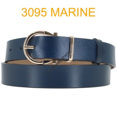 Ceinture femme large en croute de cuir de vachette 3095 Marine