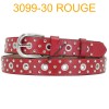 Ceinture femme à oeillet en croute de cuir de vachette 3099 Rouge