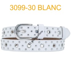 Ceinture femme à oeillet en croute de cuir de vachette 3099 Blanc