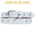 Ceinture femme à oeillet en croute de cuir de vachette 3099 Blanc