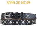 Ceinture femme à oeillets en croute de cuir de vachette 3099 Noir