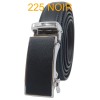 Ceinture femme automatique boucle crémaillère sans trous en croute de cuir de vachette 225 noir