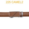 Ceinture femme automatique boucle crémaillère sans trous en croute de cuir de vachette 225 camel