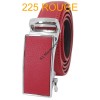 Ceinture femme automatique boucle crémaillère sans trous en croute de cuir de vachette 225 rouge