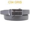 Ceinture automatique boucle crémaillère sans trous en croute de cuir de vachette 3.0 cm C54 gris