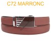 Ceinture automatique boucle crémaillère sans trous en croute de cuir de vachette 3.0 cm C72 marron