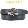 Ceinture automatique boucle crémaillère sans trous en croute de cuir de vachette 3.5 cm NM04 noir