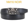 Ceinture automatique boucle crémaillère sans trous en croute de cuir de vachette 3.5 cm NM16 noir