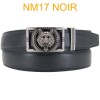 Ceinture automatique boucle crémaillère sans trous en croute de cuir de vachette 3.5 cm NM17 noir