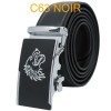 Ceinture automatique boucle crémaillère sans trous en croute de cuir de vachette 3.5 cm C63 noir