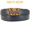 Ceinture automatique boucle crémaillère sans trous en croute de cuir de vachette 3.5 cm NM15 noir