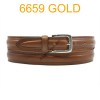 Ceinture en cuir de vachette fabrication francaise 6659 Camel