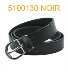 Ceinture femme 3 cm Fabrication française en croûte de cuir de vachette noir
