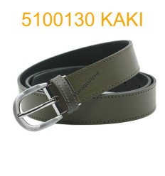 Ceinture femme 3 cm Fabrication française en croûte de cuir de vachette kaki