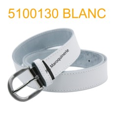 Ceinture femme 3 cm Fabrication française en croûte de cuir de vachette blanc