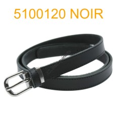 Ceinture femme 2 cm Fabrication française en croûte de cuir de vachette noir
