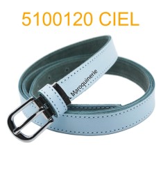 Ceinture femme 2 cm Fabrication française en croûte de cuir de vachette ciel