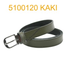Ceinture femme 2 cm Fabrication française en croûte de cuir de vachette kaki