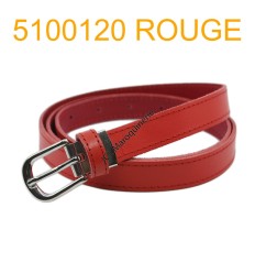 Ceinture femme 2 cm Fabrication française en croûte de cuir de vachette rouge