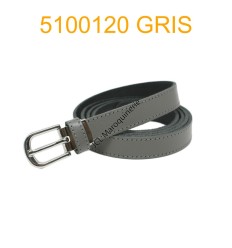 Ceinture femme 2 cm Fabrication française en croûte de cuir de vachette gris