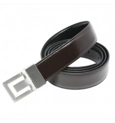 Ceinture Reversible en croûte de cuir boucle picot