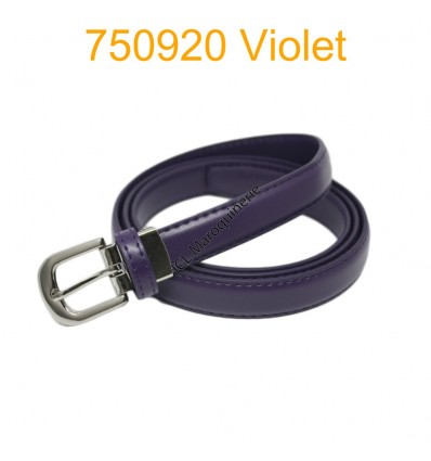 Ceinture classique fine en croûte de cuir 750920 violet