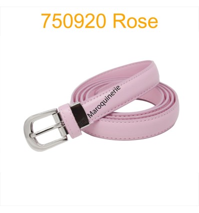 Ceinture classique fine en croûte de cuir 750920 rose pastel