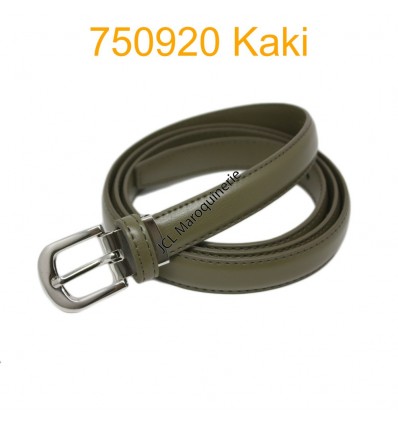 Ceinture classique fine en croûte de cuir 750920 kaki