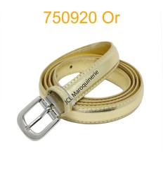 Ceinture classique fine en croûte de cuir 750920 dorée