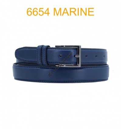 Ceinture en cuir de vachette fabrication francaise 6654 Marine